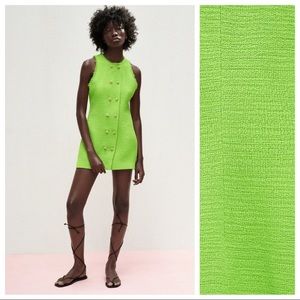 Green Sleeveless Button-Front Dress